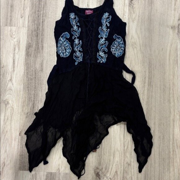 Fashion Terminal navy  Boho fairy gothic grindie shirt dress size medium - Picture 1 of 7